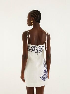 FARM Rio | Dresses | Farm Rio Coast Stars Mini Dress White Blue Linen ...